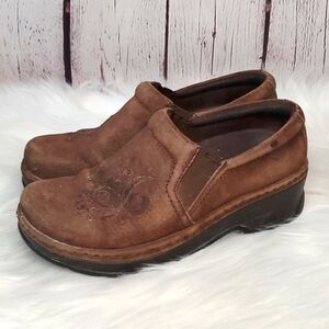 KLOGS MISSION MOCHA MOLE EMBROIDERED LEATHER SUEDE SHOES WOMENS SIZE 7M